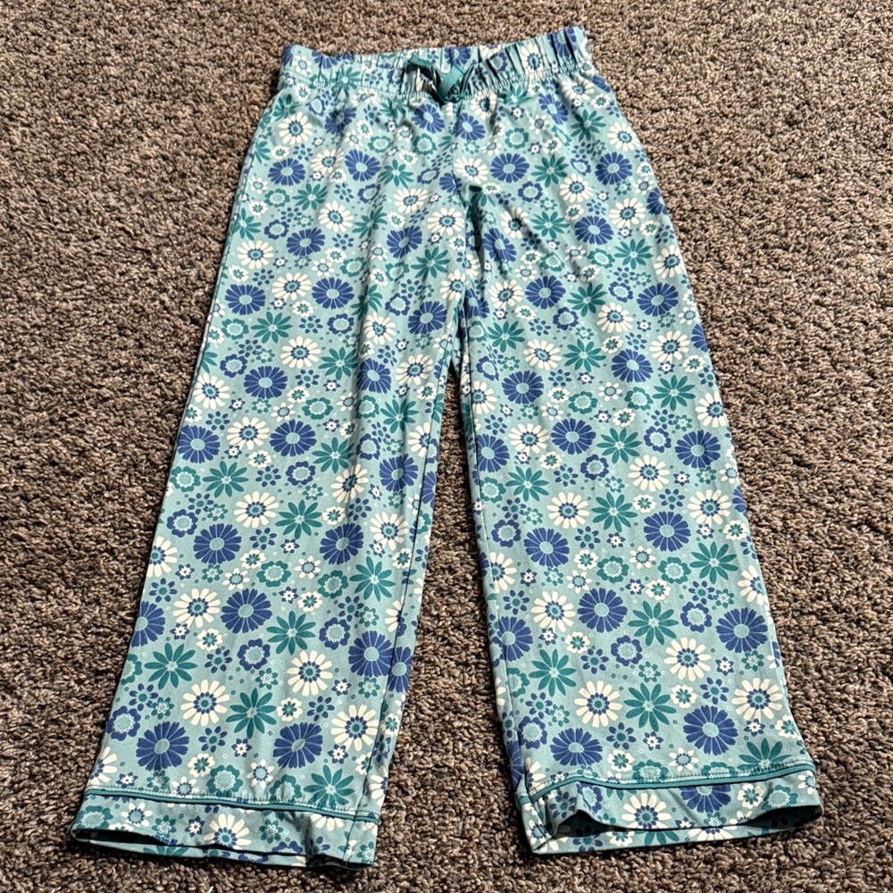 Wonder Nation Kids Pajama Bottoms with Blue and White Floral Design